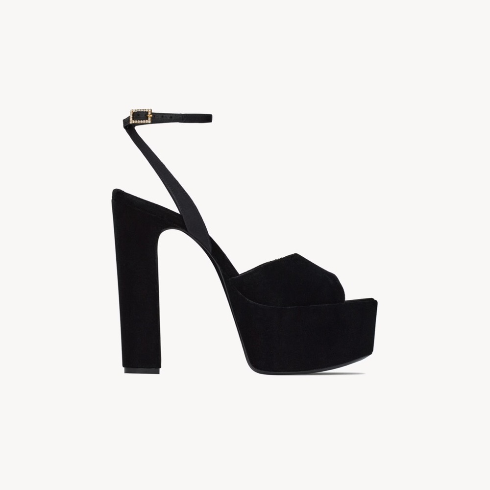 Saint Laurent JODIE PLATFORM SANDALS IN VELVET